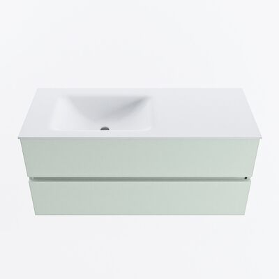 MONDIAZ VICA 110cm badmeubel onderkast Greey 2 lades. Wastafel CLOUD links 1 kraangat, kleur Talc.