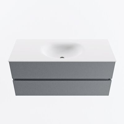 MONDIAZ VICA 110cm badmeubel onderkast Plata 2 lades. Wastafel MOON midden zonder kraangat, kleur Talc.