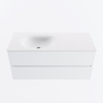 MONDIAZ VICA 110cm badmeubel onderkast Talc 2 lades. Wastafel MOON links 1 kraangat, kleur Talc.
