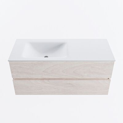 MONDIAZ VICA 110cm badmeubel onderkast Underlayment 2 lades. Wastafel CLOUD links 1 kraangat, kleur Talc.