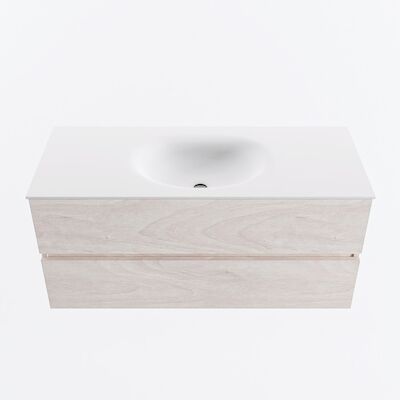MONDIAZ VICA 110cm badmeubel onderkast Underlayment 2 lades. Wastafel MOON midden 1 kraangat, kleur Talc.