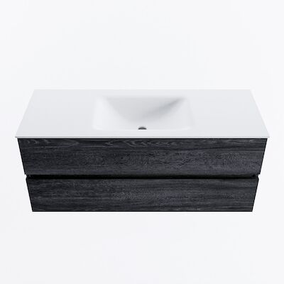 MONDIAZ VICA 120cm badmeubel onderkast Antracite 2 lades. Wastafel CLOUD midden zonder kraangat, kleur Talc.