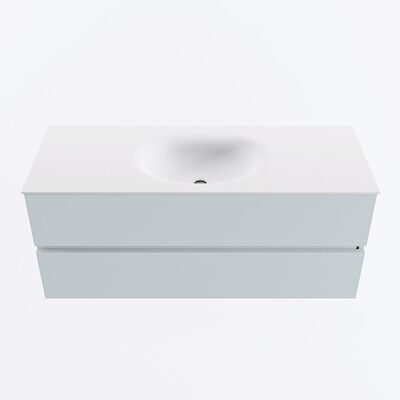 MONDIAZ VICA 120cm badmeubel onderkast Clay 2 lades. Wastafel MOON midden zonder kraangat, kleur Talc.
