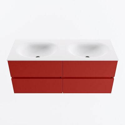 MONDIAZ VICA 120cm badmeubel onderkast Fire 4 lades. Wastafel MOON dubbel 2 kraangaten, kleur Talc.