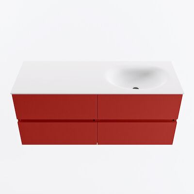 MONDIAZ VICA 120cm badmeubel onderkast Fire 4 lades. Wastafel MOON rechts zonder kraangat, kleur Talc.
