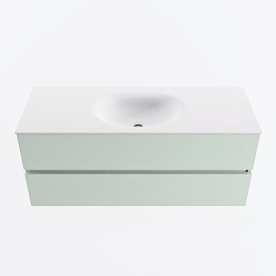 MONDIAZ VICA 120cm badmeubel onderkast Greey 2 lades. Wastafel MOON midden zonder kraangat, kleur Talc.