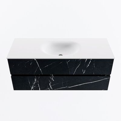 MONDIAZ VICA 120cm badmeubel onderkast Marquina 2 lades. Wastafel MOON midden zonder kraangat, kleur Talc.