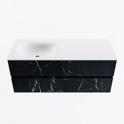 MONDIAZ VICA 120cm badmeubel onderkast Marquina 4 lades. Wastafel MOON links zonder kraangat, kleur Talc.