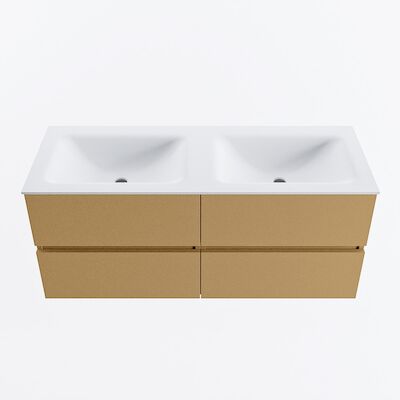 MONDIAZ VICA 120cm badmeubel onderkast Oro 4 lades. Wastafel CLOUD dubbel 2 kraangaten, kleur Talc.