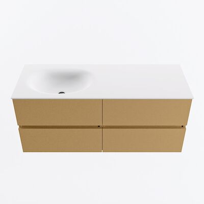 MONDIAZ VICA 120cm badmeubel onderkast Oro 4 lades. Wastafel MOON links zonder kraangat, kleur Talc.