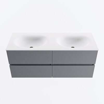 MONDIAZ VICA 120cm badmeubel onderkast Plata 4 lades. Wastafel MOON dubbel 2 kraangaten, kleur Talc.