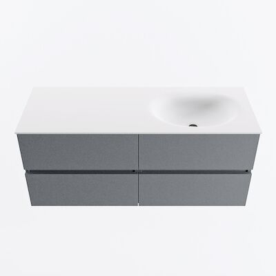 MONDIAZ VICA 120cm badmeubel onderkast Plata 4 lades. Wastafel MOON rechts zonder kraangat, kleur Talc.