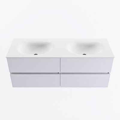 MONDIAZ VICA 130cm badmeubel onderkast Cale 4 lades. Wastafel MOON dubbel 2 kraangaten, kleur Talc.