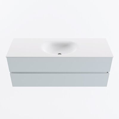 MONDIAZ VICA 130cm badmeubel onderkast Clay 2 lades. Wastafel MOON midden 1 kraangat, kleur Talc.
