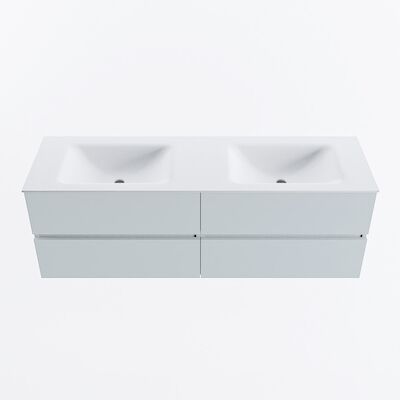 MONDIAZ VICA 150cm badmeubel onderkast Clay 4 lades. Wastafel CLOUD dubbel 2 kraangaten, kleur Talc.