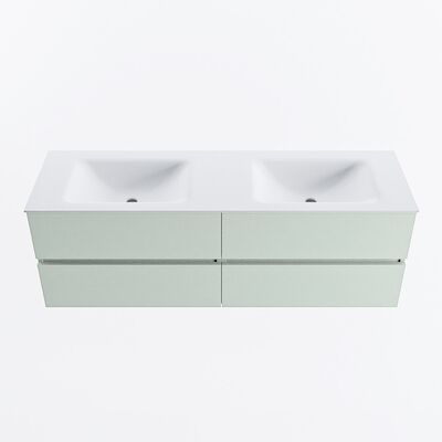 MONDIAZ VICA 150cm badmeubel onderkast Greey 4 lades. Wastafel CLOUD dubbel 2 kraangaten, kleur Talc.
