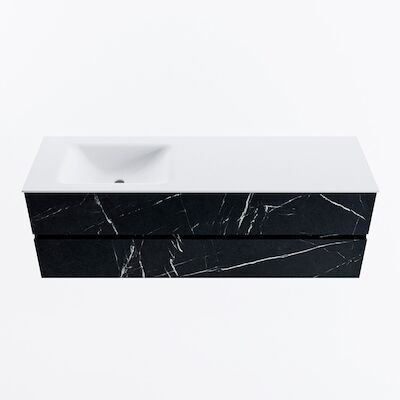 MONDIAZ VICA 150cm badmeubel onderkast Marquina 2 lades. Wastafel CLOUD links 1 kraangat, kleur Talc.