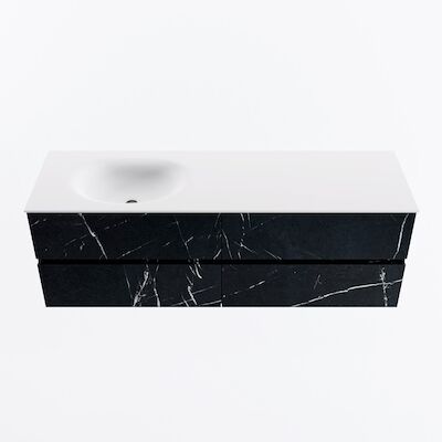 MONDIAZ VICA 150cm badmeubel onderkast Marquina 4 lades. Wastafel MOON links zonder kraangat, kleur Talc.