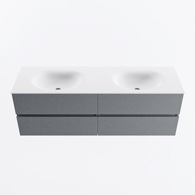 MONDIAZ VICA 150cm badmeubel onderkast Plata 4 lades. Wastafel MOON dubbel 2 kraangaten, kleur Talc.