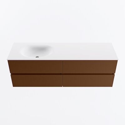 MONDIAZ VICA 150cm badmeubel onderkast Rust 4 lades. Wastafel MOON links zonder kraangat, kleur Talc.