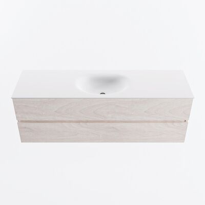 MONDIAZ VICA 150cm badmeubel onderkast Underlayment 2 lades. Wastafel MOON midden 1 kraangat, kleur Talc.