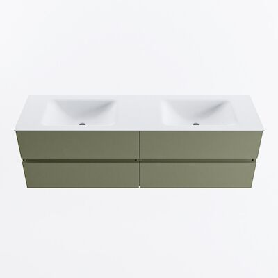 MONDIAZ VICA 160cm badmeubel onderkast Army 4 lades. Wastafel CLOUD dubbel 2 kraangaten, kleur Talc.
