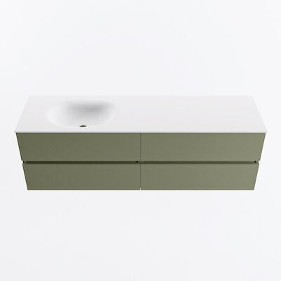 MONDIAZ VICA 160cm badmeubel onderkast Army 4 lades. Wastafel MOON links zonder kraangat, kleur Talc.