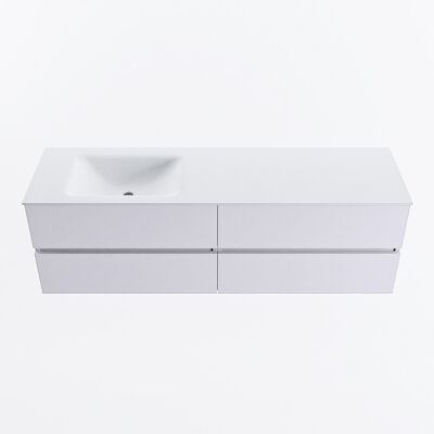MONDIAZ VICA 160cm badmeubel onderkast Cale 4 lades. Wastafel CLOUD links zonder kraangat, kleur Talc.