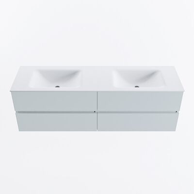 MONDIAZ VICA 160cm badmeubel onderkast Clay 4 lades. Wastafel CLOUD dubbel zonder kraangat, kleur Talc.