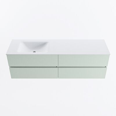 MONDIAZ VICA 160cm badmeubel onderkast Greey 4 lades. Wastafel CLOUD links zonder kraangat, kleur Talc.