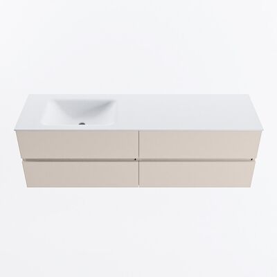 MONDIAZ VICA 160cm badmeubel onderkast Linen 4 lades. Wastafel CLOUD links 1 kraangat, kleur Talc.