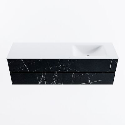 MONDIAZ VICA 160cm badmeubel onderkast Marquina 4 lades. Wastafel CLOUD rechts zonder kraangat, kleur Talc.