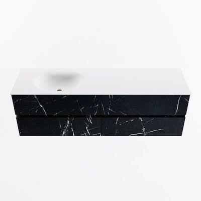 MONDIAZ VICA 160cm badmeubel onderkast Marquina 4 lades. Wastafel MOON links zonder kraangat, kleur Talc.