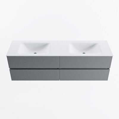 MONDIAZ VICA 160cm badmeubel onderkast Plata 4 lades. Wastafel CLOUD dubbel 2 kraangaten, kleur Talc.