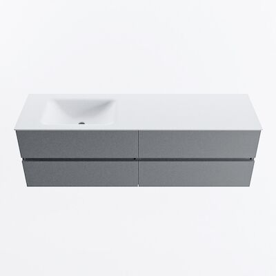 MONDIAZ VICA 160cm badmeubel onderkast Plata 4 lades. Wastafel CLOUD links 1 kraangat, kleur Talc.
