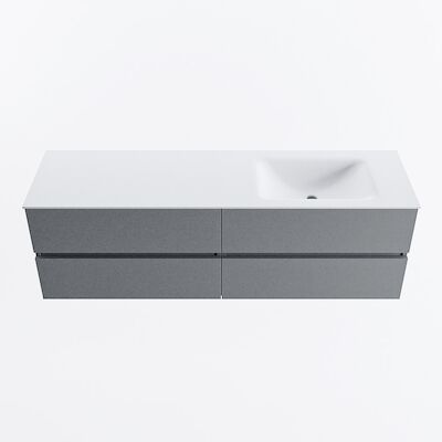 MONDIAZ VICA 160cm badmeubel onderkast Plata 4 lades. Wastafel CLOUD rechts zonder kraangat, kleur Talc.