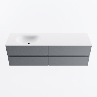 MONDIAZ VICA 160cm badmeubel onderkast Plata 4 lades. Wastafel MOON links zonder kraangat, kleur Talc.