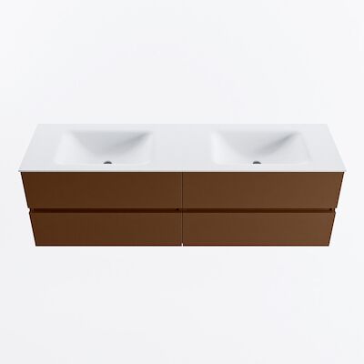 MONDIAZ VICA 160cm badmeubel onderkast Rust 4 lades. Wastafel CLOUD dubbel zonder kraangat, kleur Talc.