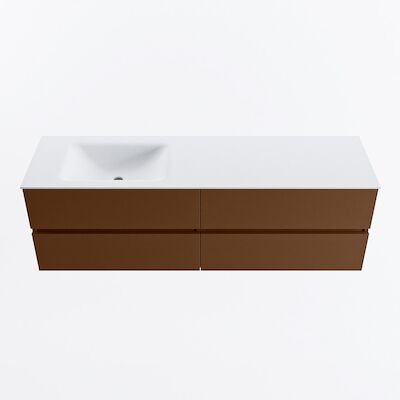 MONDIAZ VICA 160cm badmeubel onderkast Rust 4 lades. Wastafel CLOUD links zonder kraangat, kleur Talc.