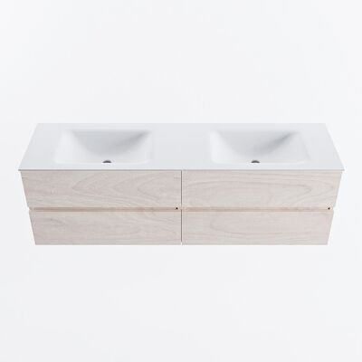 MONDIAZ VICA 160cm badmeubel onderkast Underlayment 4 lades. Wastafel CLOUD dubbel zonder kraangat, kleur Talc.