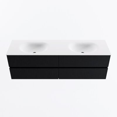 MONDIAZ VICA 160cm badmeubel onderkast Urban 4 lades. Wastafel MOON dubbel 2 kraangaten, kleur Talc.