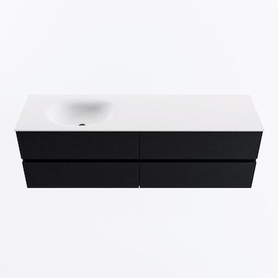 MONDIAZ VICA 160cm badmeubel onderkast Urban 4 lades. Wastafel MOON links zonder kraangat, kleur Talc.