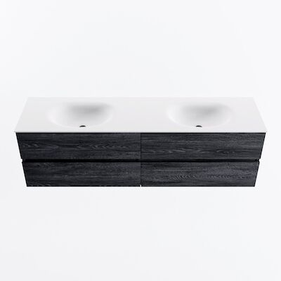 MONDIAZ VICA 170cm badmeubel onderkast Antracite 4 lades. Wastafel MOON dubbel 2 kraangaten, kleur Talc.