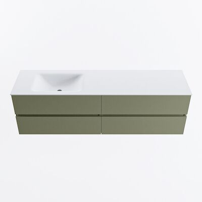 MONDIAZ VICA 170cm badmeubel onderkast Army 4 lades. Wastafel CLOUD links zonder kraangat, kleur Talc.