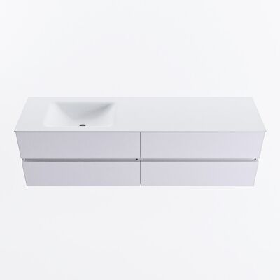 MONDIAZ VICA 170cm badmeubel onderkast Cale 4 lades. Wastafel CLOUD links zonder kraangat, kleur Talc.