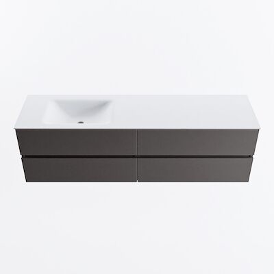 MONDIAZ VICA 170cm badmeubel onderkast Dark Grey 4 lades. Wastafel CLOUD links zonder kraangat, kleur Talc.