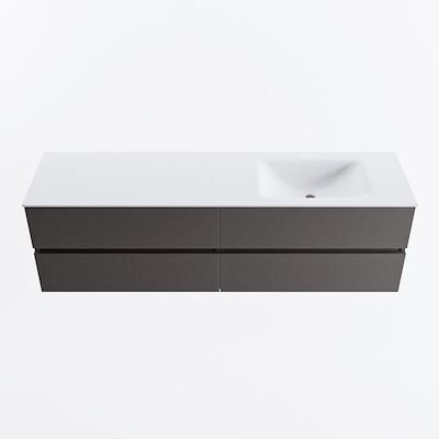 MONDIAZ VICA 170cm badmeubel onderkast Dark Grey 4 lades. Wastafel CLOUD rechts zonder kraangat, kleur Talc.