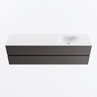 MONDIAZ VICA 170cm badmeubel onderkast Dark Grey 4 lades. Wastafel MOON rechts zonder kraangat, kleur Talc.