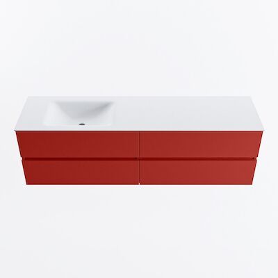 MONDIAZ VICA 170cm badmeubel onderkast Fire 4 lades. Wastafel CLOUD links 1 kraangat, kleur Talc.