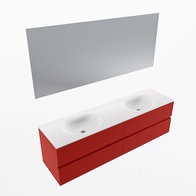 MONDIAZ VICA 170cm badmeubel onderkast Fire 4 lades. Wastafel Moon dubbel 2 kraangaten, kleur Talc met spiegel LED.